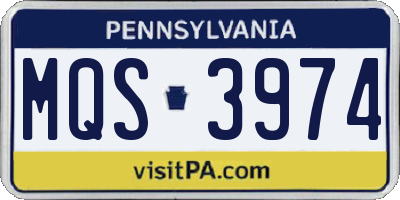 PA license plate MQS3974