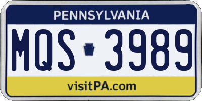 PA license plate MQS3989