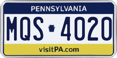 PA license plate MQS4020