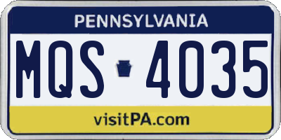 PA license plate MQS4035