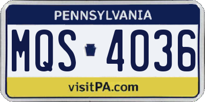 PA license plate MQS4036