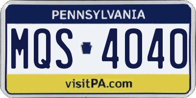 PA license plate MQS4040