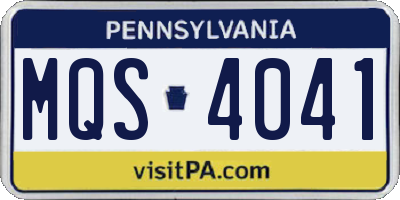 PA license plate MQS4041