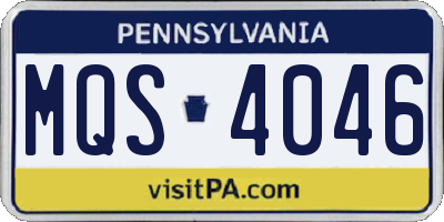 PA license plate MQS4046