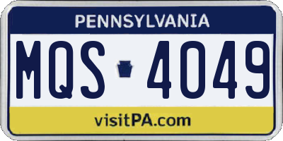 PA license plate MQS4049