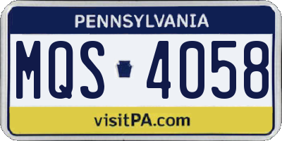 PA license plate MQS4058