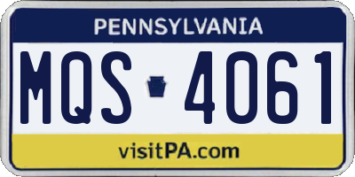 PA license plate MQS4061