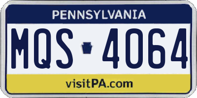 PA license plate MQS4064