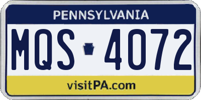PA license plate MQS4072
