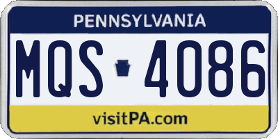 PA license plate MQS4086
