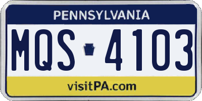 PA license plate MQS4103