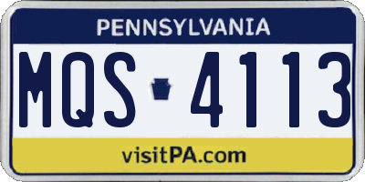 PA license plate MQS4113