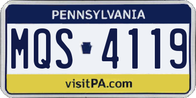 PA license plate MQS4119
