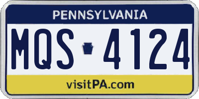 PA license plate MQS4124