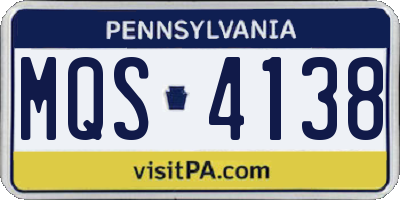 PA license plate MQS4138