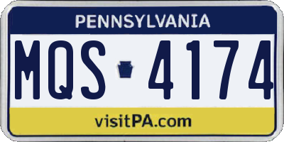 PA license plate MQS4174