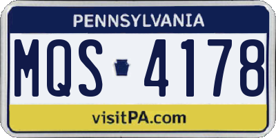 PA license plate MQS4178
