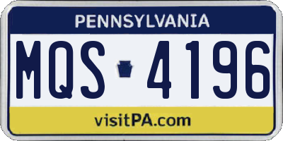PA license plate MQS4196