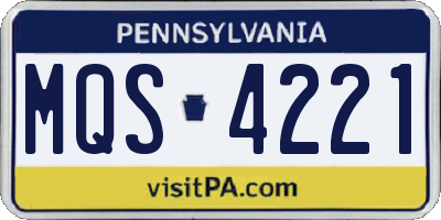 PA license plate MQS4221
