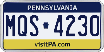 PA license plate MQS4230