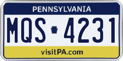 PA license plate MQS4231