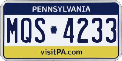 PA license plate MQS4233