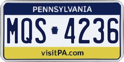 PA license plate MQS4236