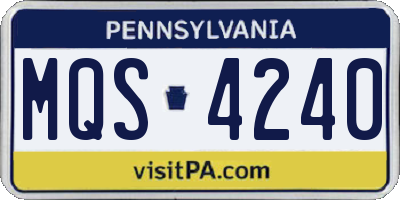 PA license plate MQS4240