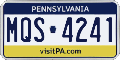 PA license plate MQS4241