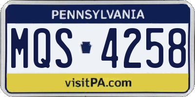 PA license plate MQS4258