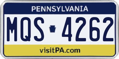 PA license plate MQS4262
