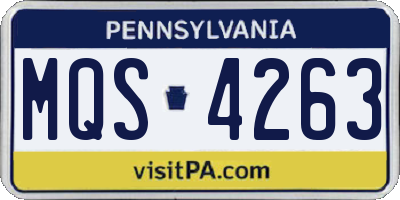 PA license plate MQS4263