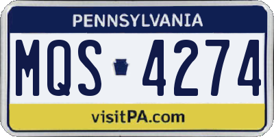 PA license plate MQS4274