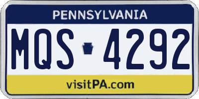 PA license plate MQS4292