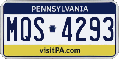 PA license plate MQS4293