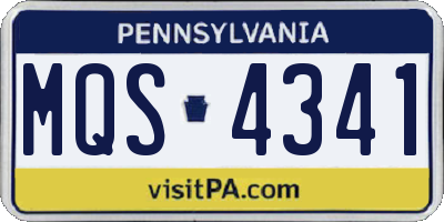 PA license plate MQS4341