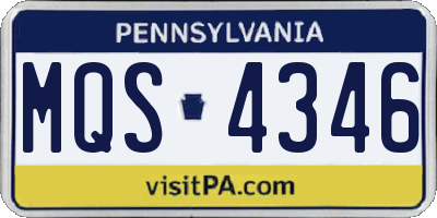 PA license plate MQS4346