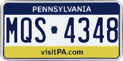 PA license plate MQS4348