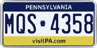 PA license plate MQS4358