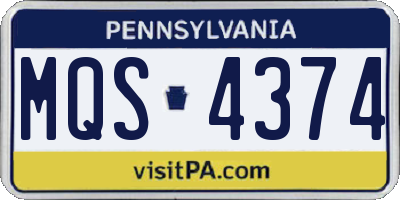 PA license plate MQS4374