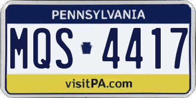 PA license plate MQS4417