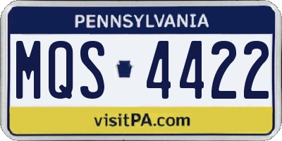 PA license plate MQS4422