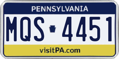 PA license plate MQS4451