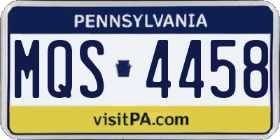 PA license plate MQS4458