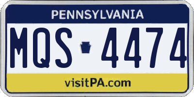 PA license plate MQS4474