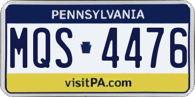 PA license plate MQS4476