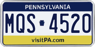 PA license plate MQS4520