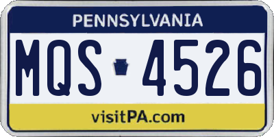 PA license plate MQS4526
