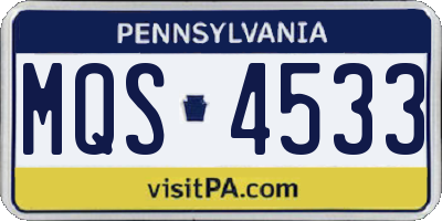 PA license plate MQS4533
