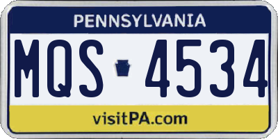 PA license plate MQS4534